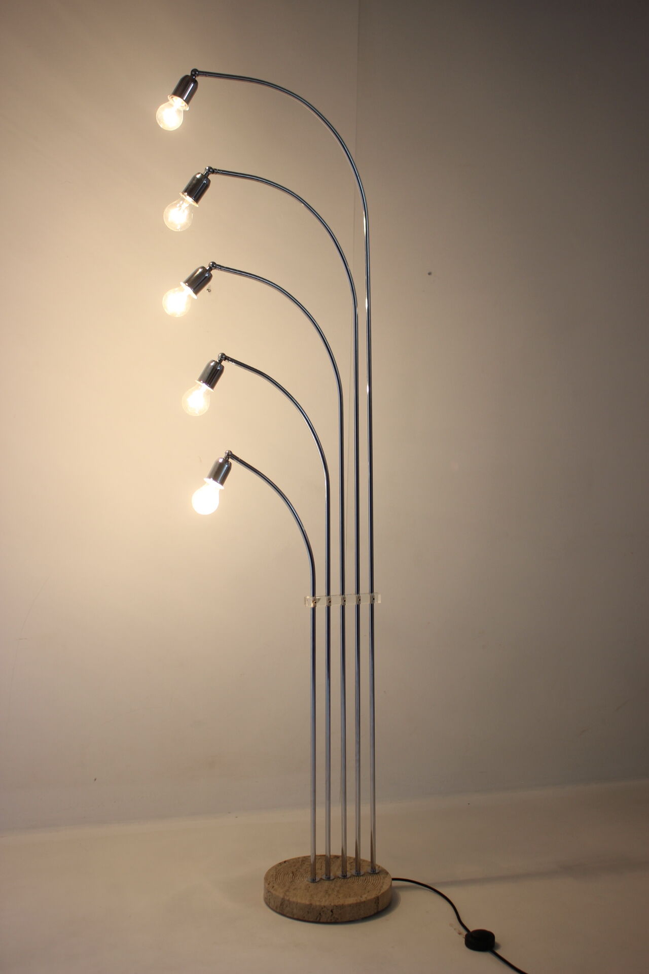 1970s Chrome and Marble Floor Lamp , Italy