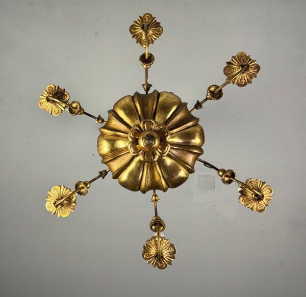 Lustre en bois doré et laiton, Europe centrale vers 1900