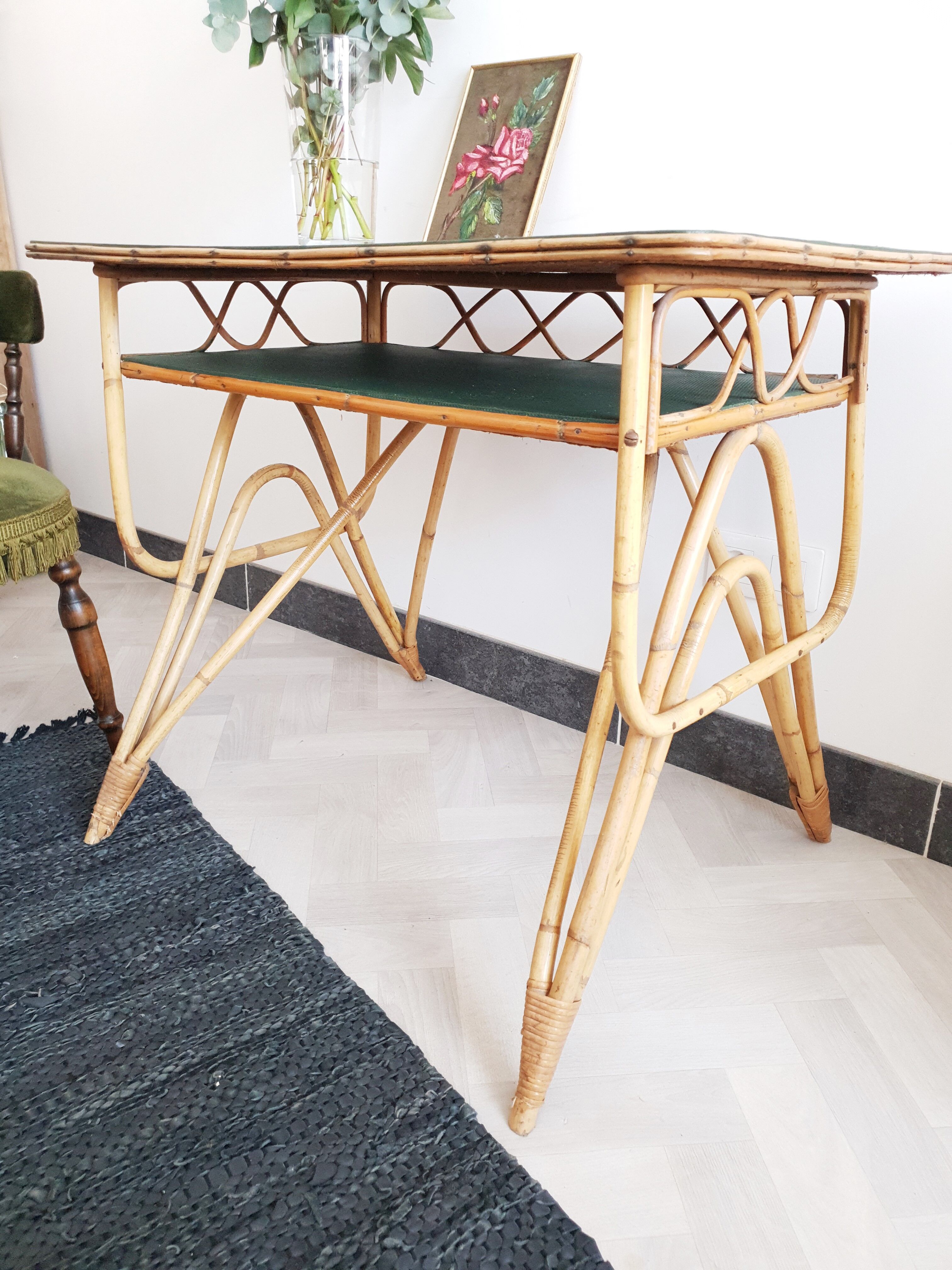 Vintage rattan desk