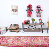 3x13 long hot pink vintage runner rug 399x81cm