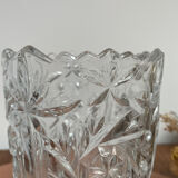 Vase fleurs vintage en verre ciselé