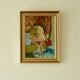 Original Swedish oil on panel painting – nude in colourful interior