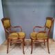 Pair of armchair and chair in curved wood