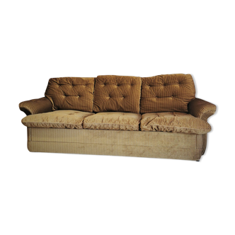Sofa bed 3 places in corduroy color bronze Roche Bobois