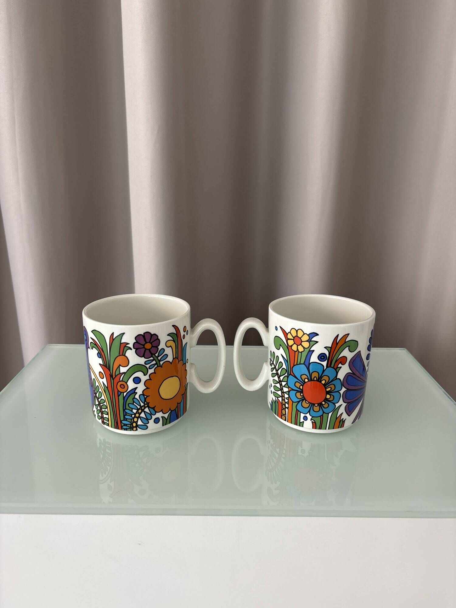 Pair of Villeroy & Boch Acapulco Mugs | 1970s Floral Design