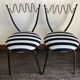 Pair of post-modern striped chairs, Italian work by Gio Ponti.