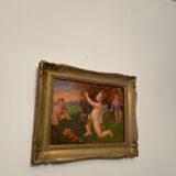 Tableau ancien XIXème huile sur panneau « Putti «