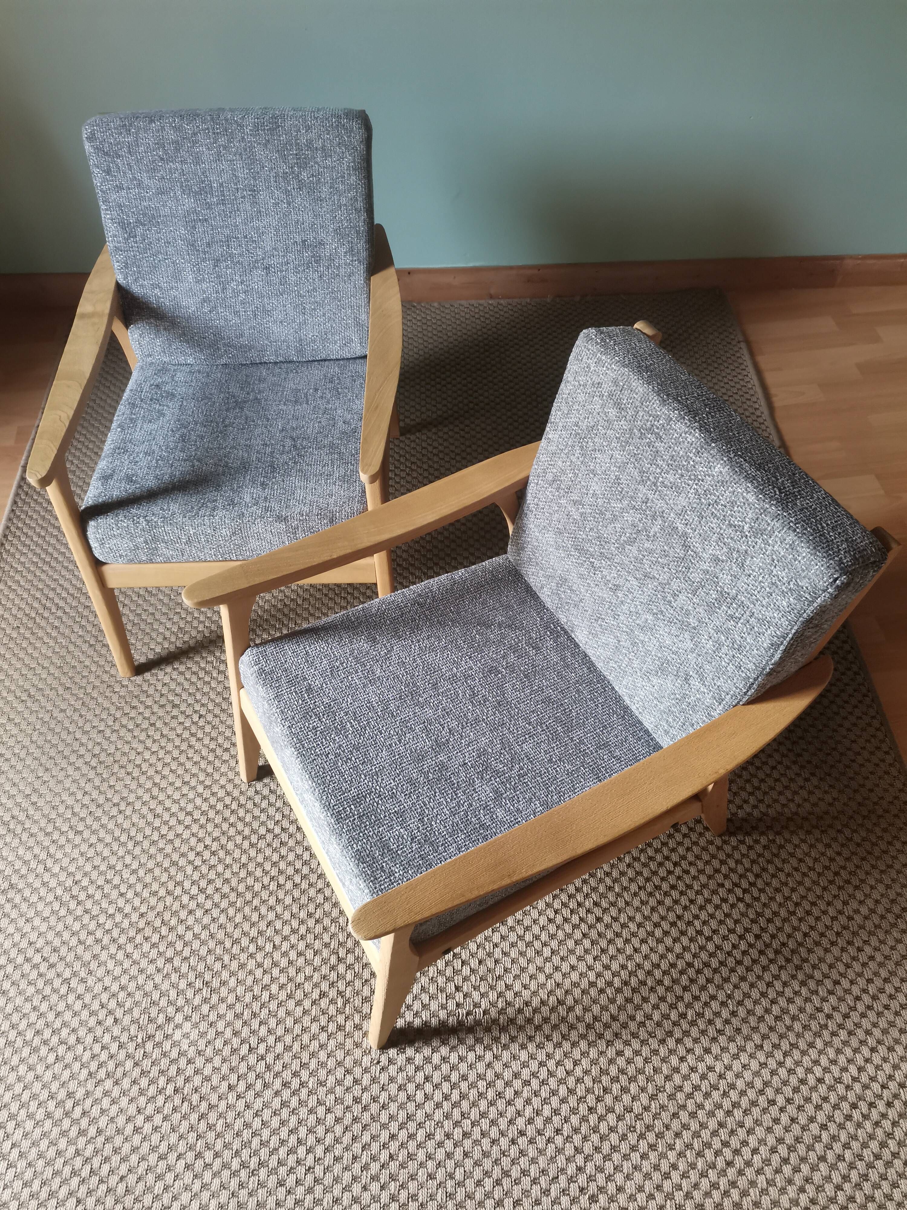 Grey Boomerang armchairs