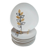 Lot de 12 assiettes plates vintage Niderviller – années 70 – style Capron Vallauris