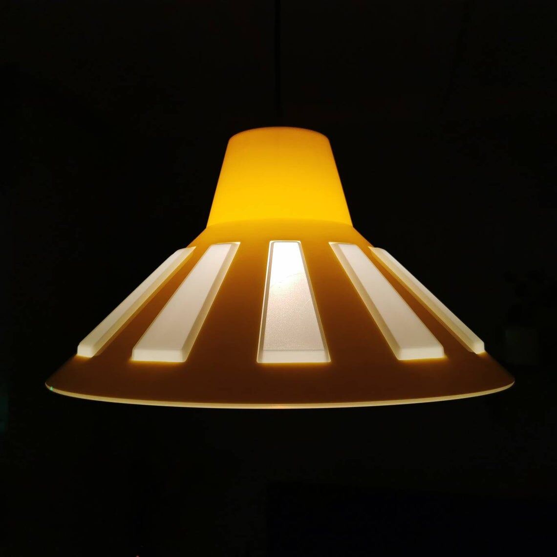 Yellow 80s plastic pendant lamp