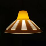Lampe pendentif jaune en plastique années 80