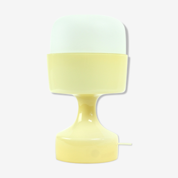 Table Lamp In White And Cream Opaline Glass By Ivan Jakes For Osvetlovací Sklo, Czechoslovakia 1970s