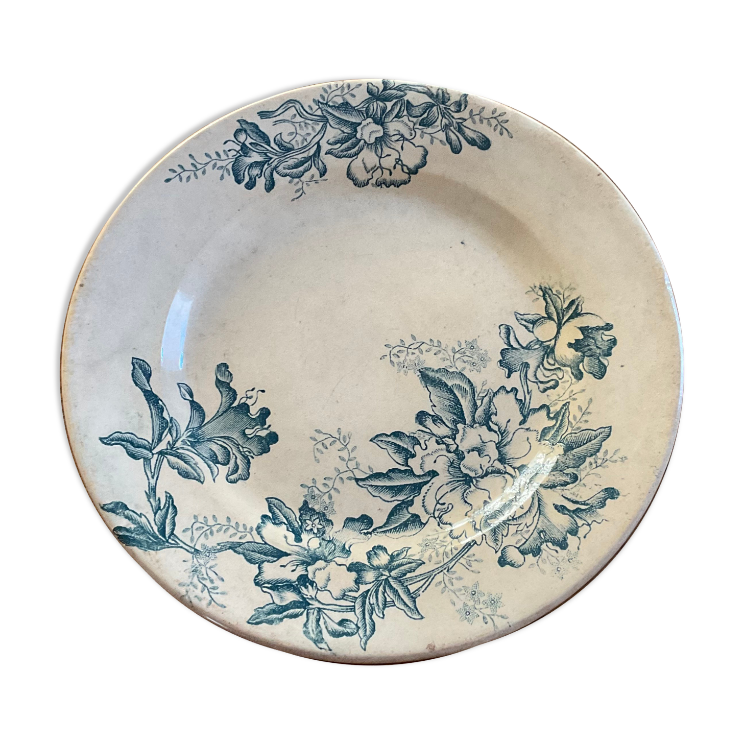 Assiette Terre de fer, floral faïence de lyon