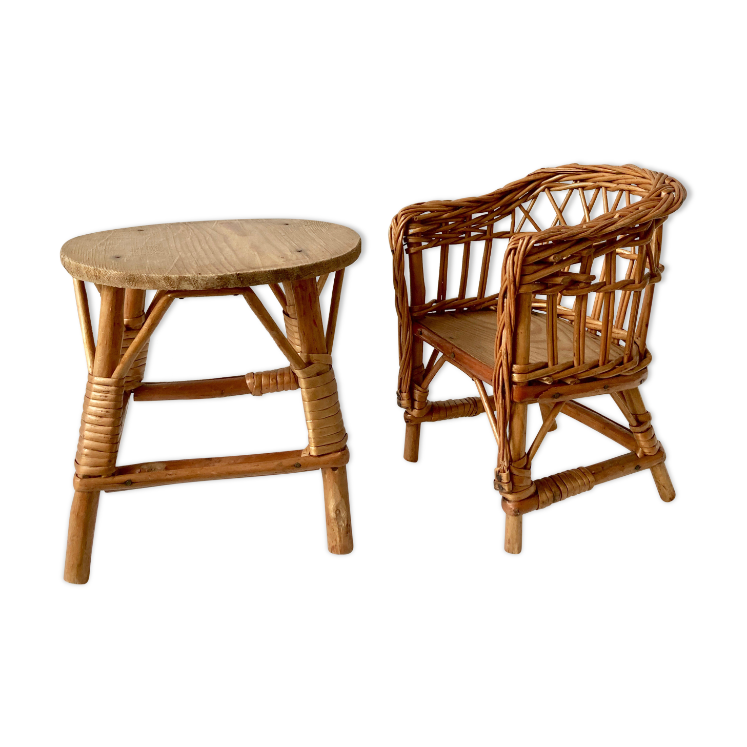 Vintage rattan furniture for doll
