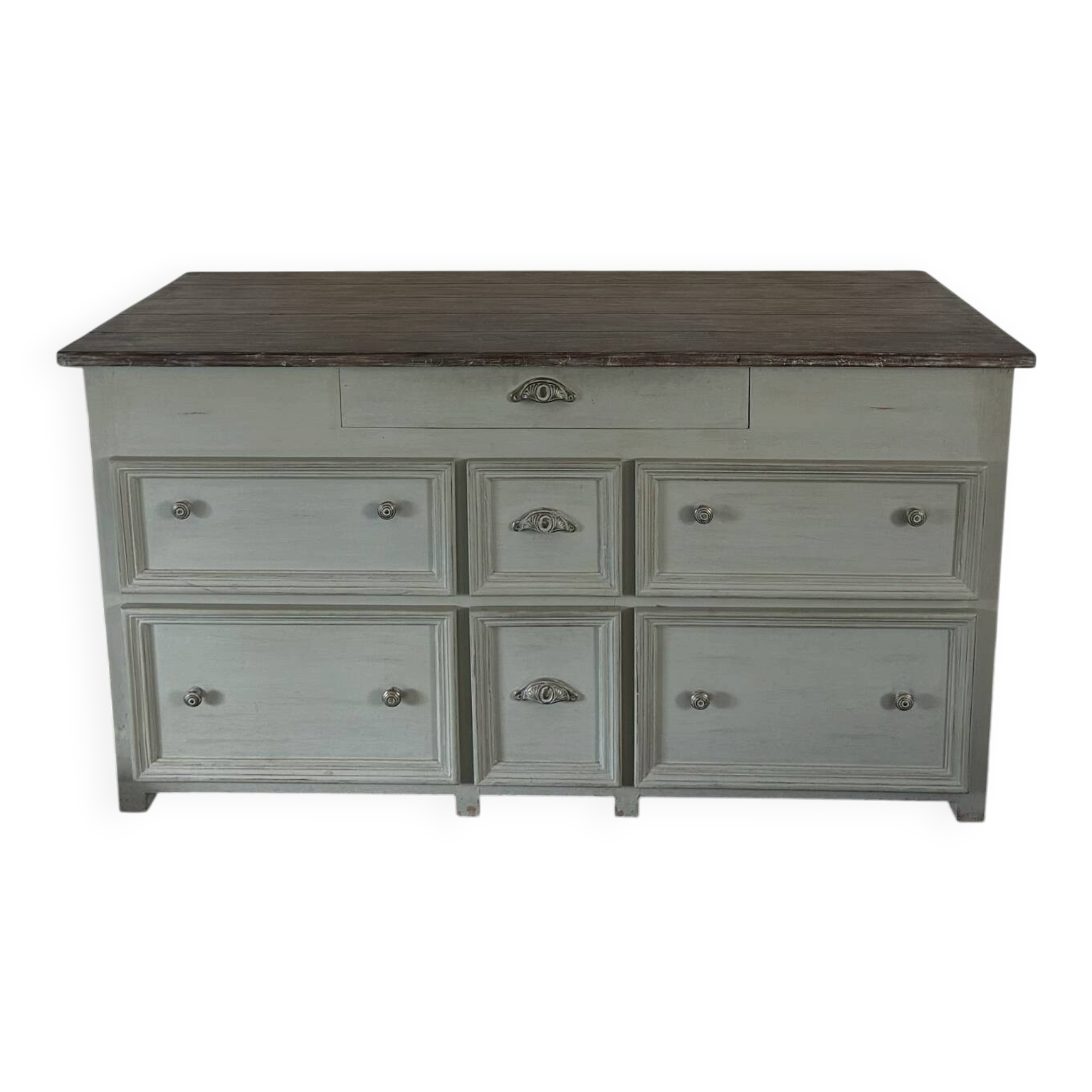 Ivory white chest of drawers - 160x65cm - grey green