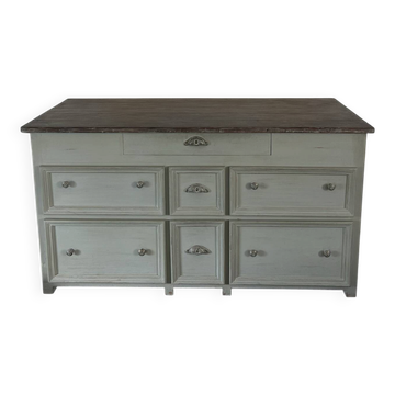 Ivory white chest of drawers - 160x65cm - grey green