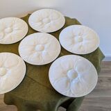 Set of 6 white porcelain oyster plates from Pillivuyt
