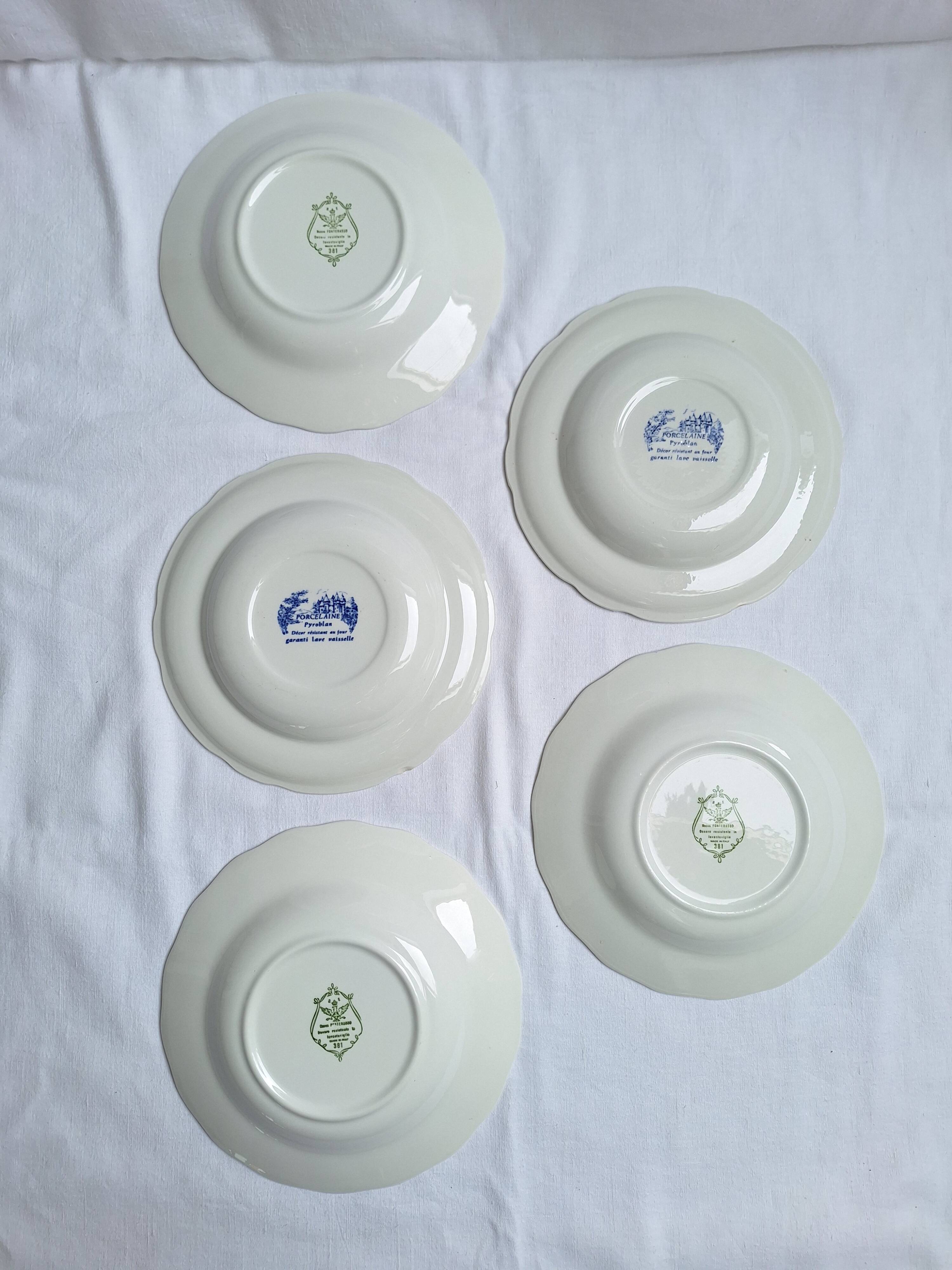 Vintage blue soup plates