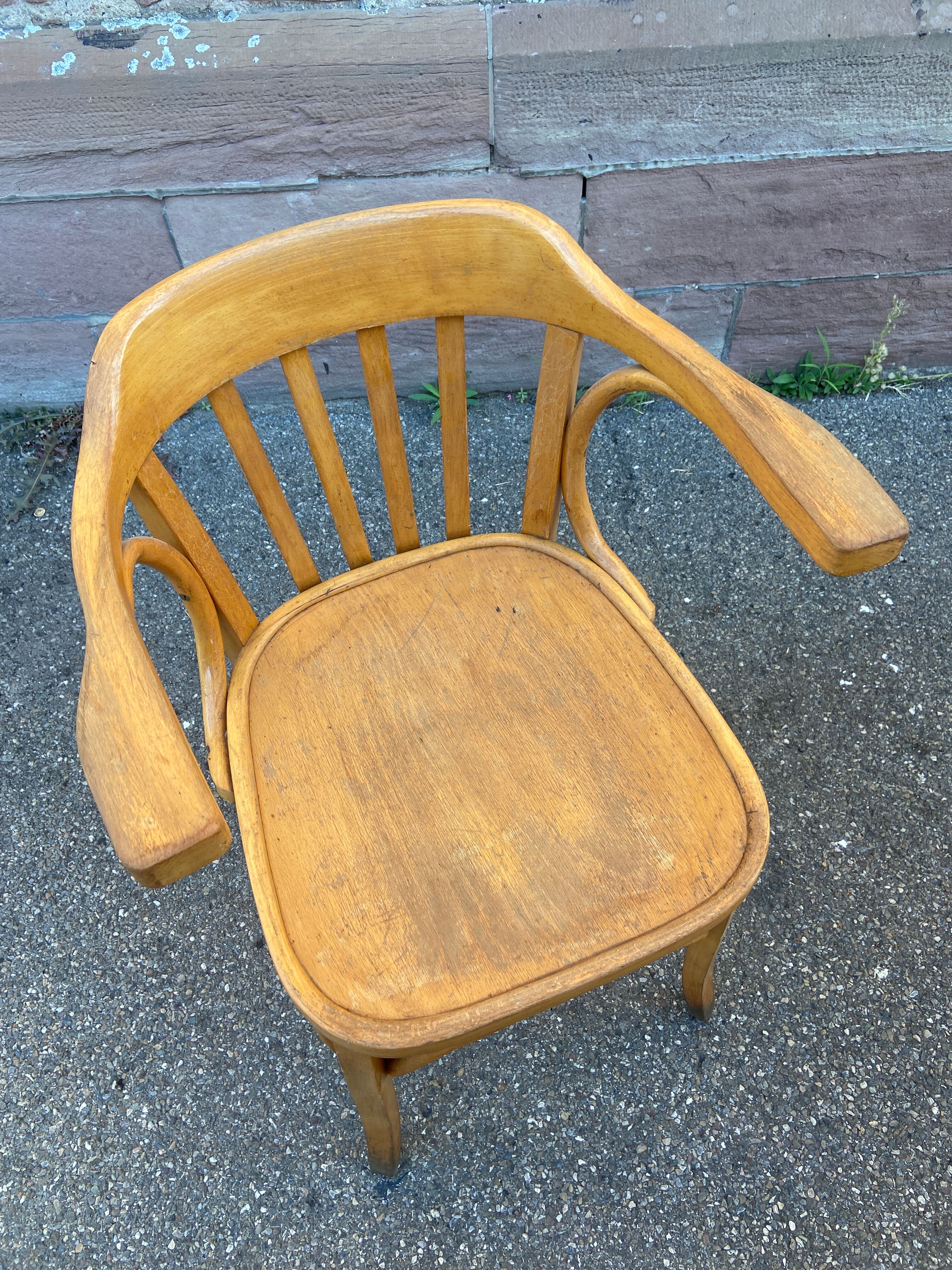 American office style armchair Viennese curved wood FISCHEL THONET 1950