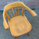 American office style armchair Viennese curved wood FISCHEL THONET 1950