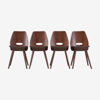 Set of 4 dining lollipop chairs by františek jirák for tatra, 60's