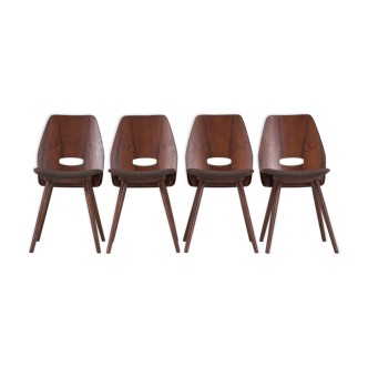 Set of 4 dining lollipop chairs by františek jirák for tatra, 60's