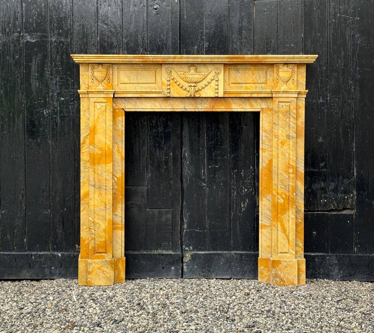 Louis XVI Style Fireplace In Yellow Siena Marble Circa 1880