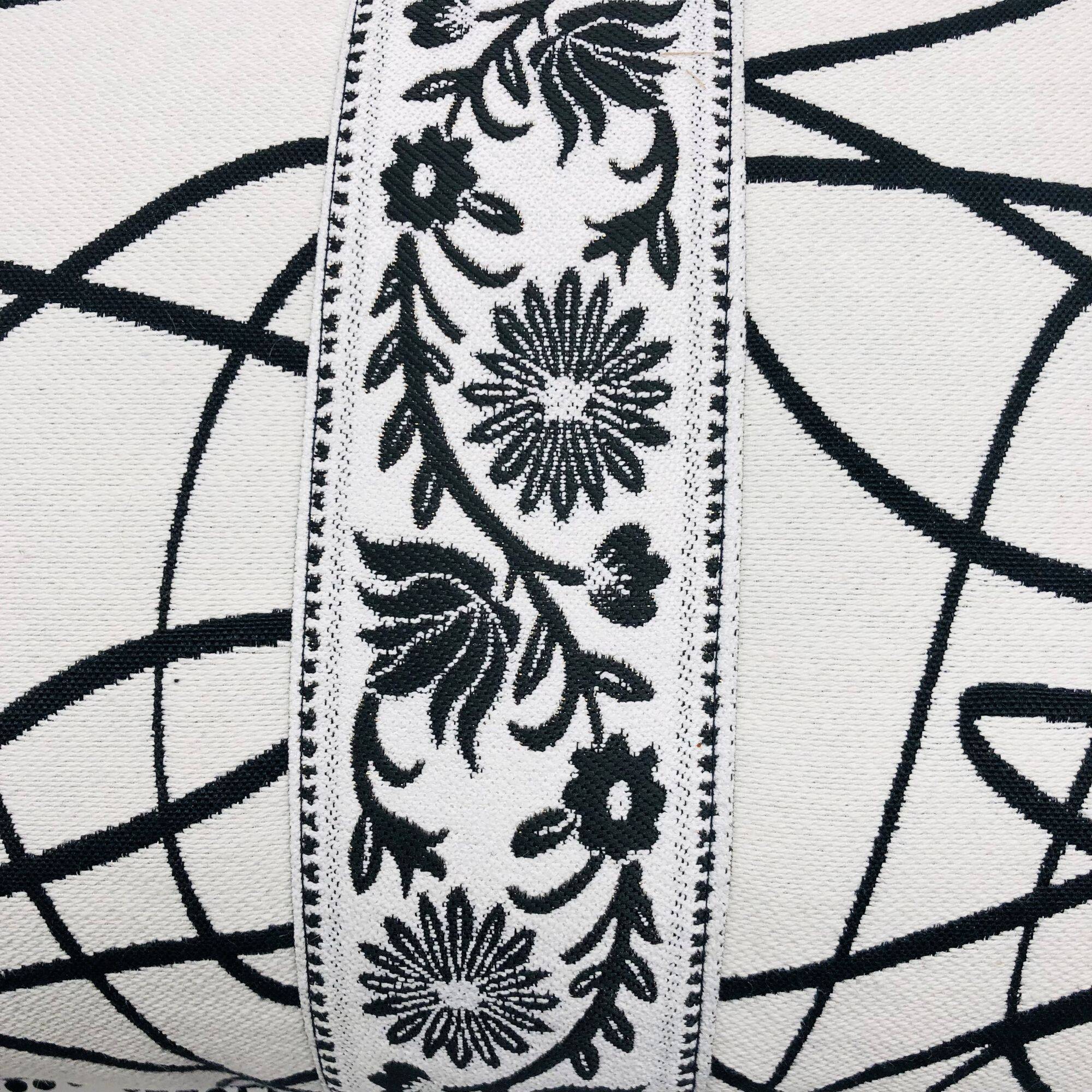 Rectangular cushion, cover and insert, black and white. Sophia model