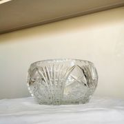 Vintage 1970s Lead Crystal Bowl: Bohemian Table Centerpiece
