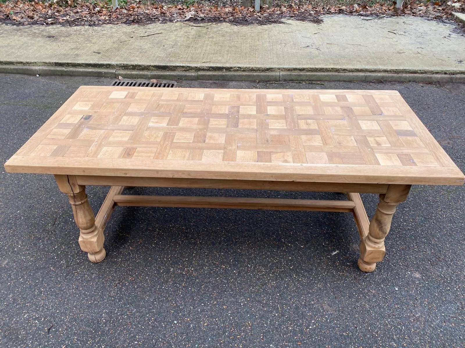 Renovated farmhouse dining table in solid oak 210cm 19th century