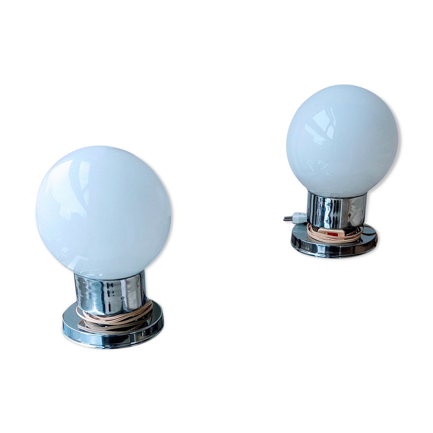 Pair of mcm chromed lamps