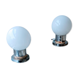 Pair of mcm chromed lamps