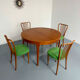 Extendable round teak table French design TV furniture Paris 1960