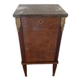 jolie chevet Style Louis XVI-Meuble d’appoint - 1 tiroir - 1 porte plateau marbre  Loupe d’orme