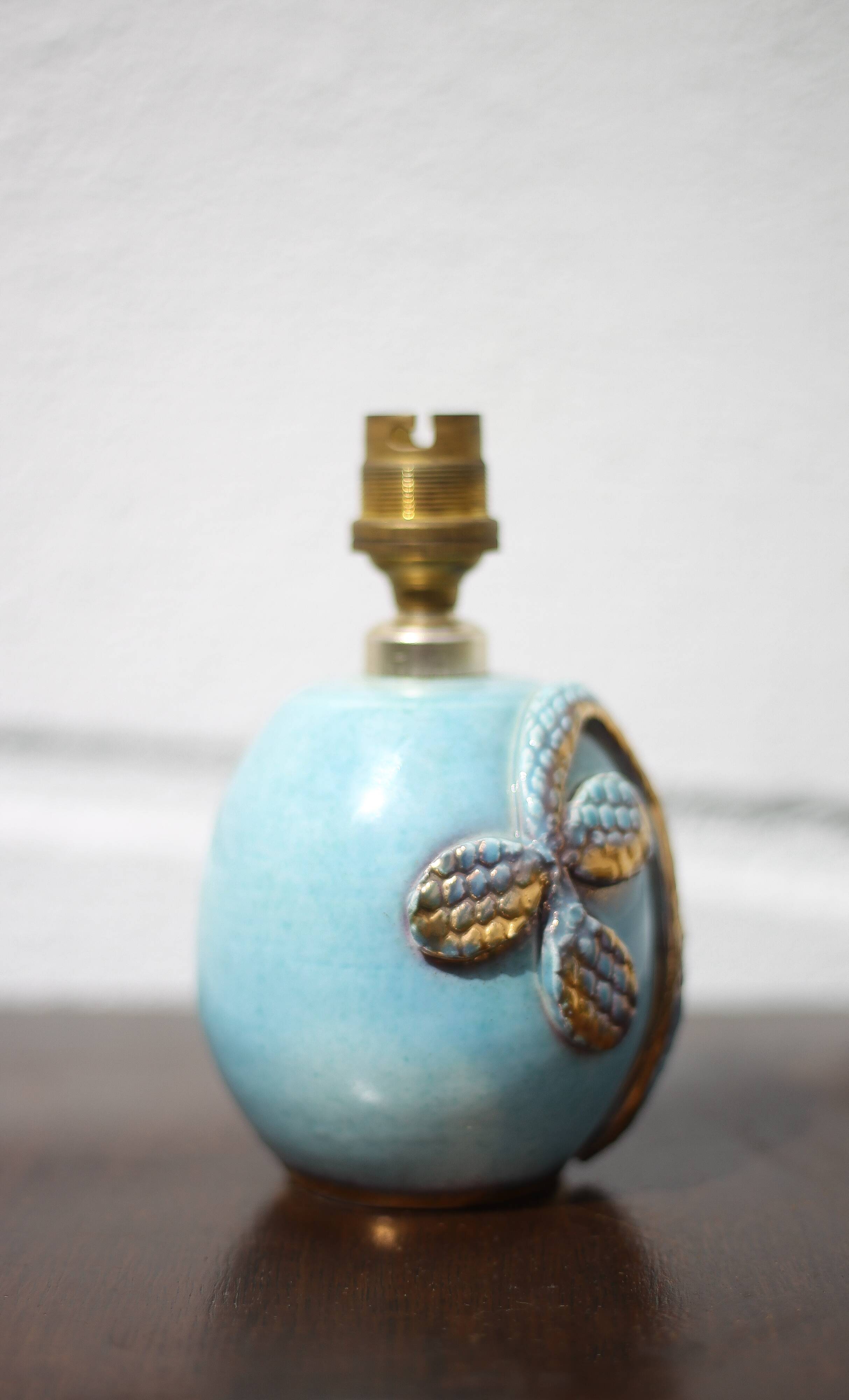 Vintage lamp, ceramic relief lamp, table lamp, bedside lamp, art deco, pottery, 50's