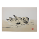 Mokuchu URUSHIBARA : Estampe japonaise, Les canetons (crème), Gravure sur bois signée
