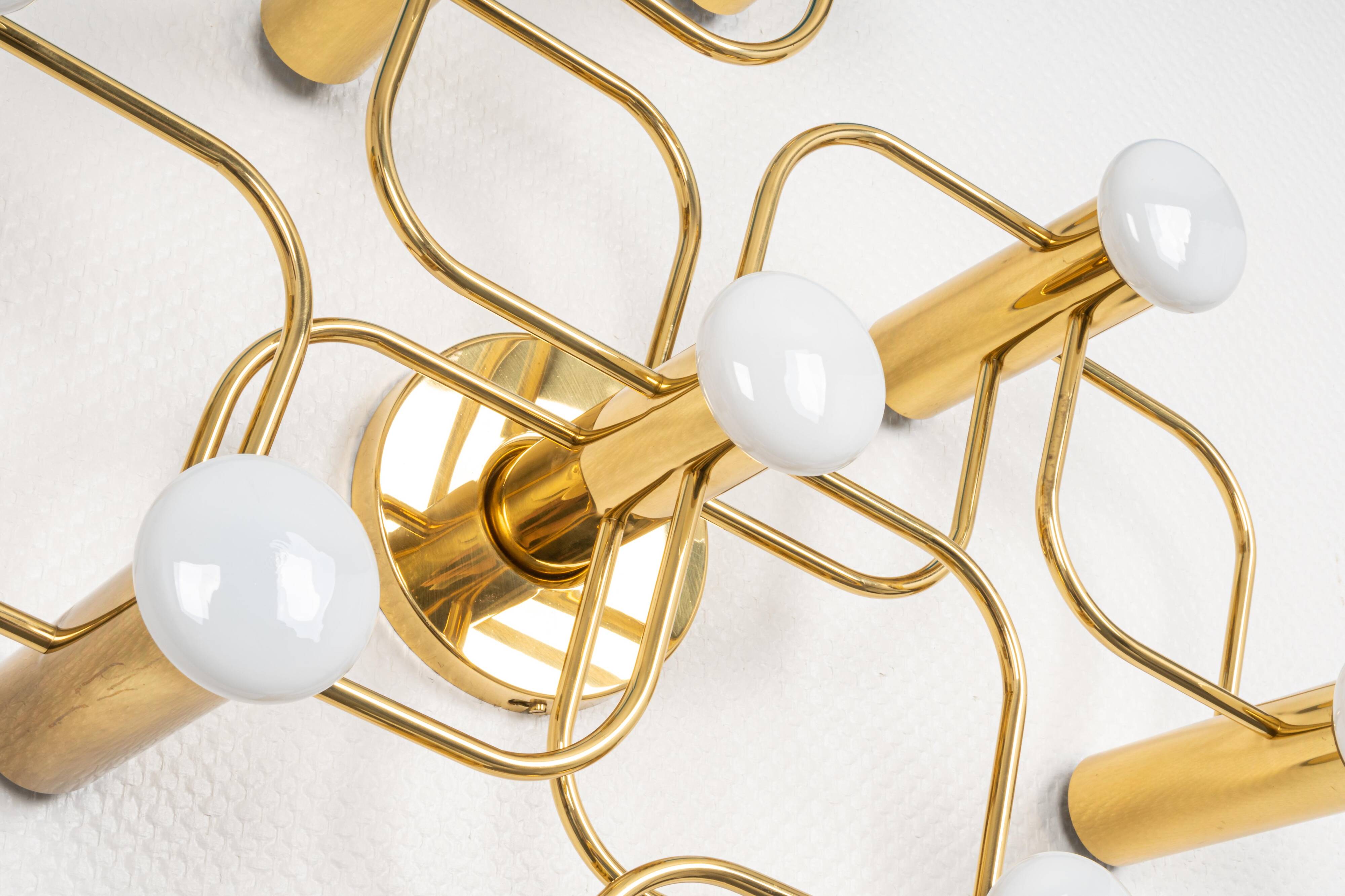 1 of 2 Sciolari Leola wall-mounted ceiling light in brass, Germany, 1970s