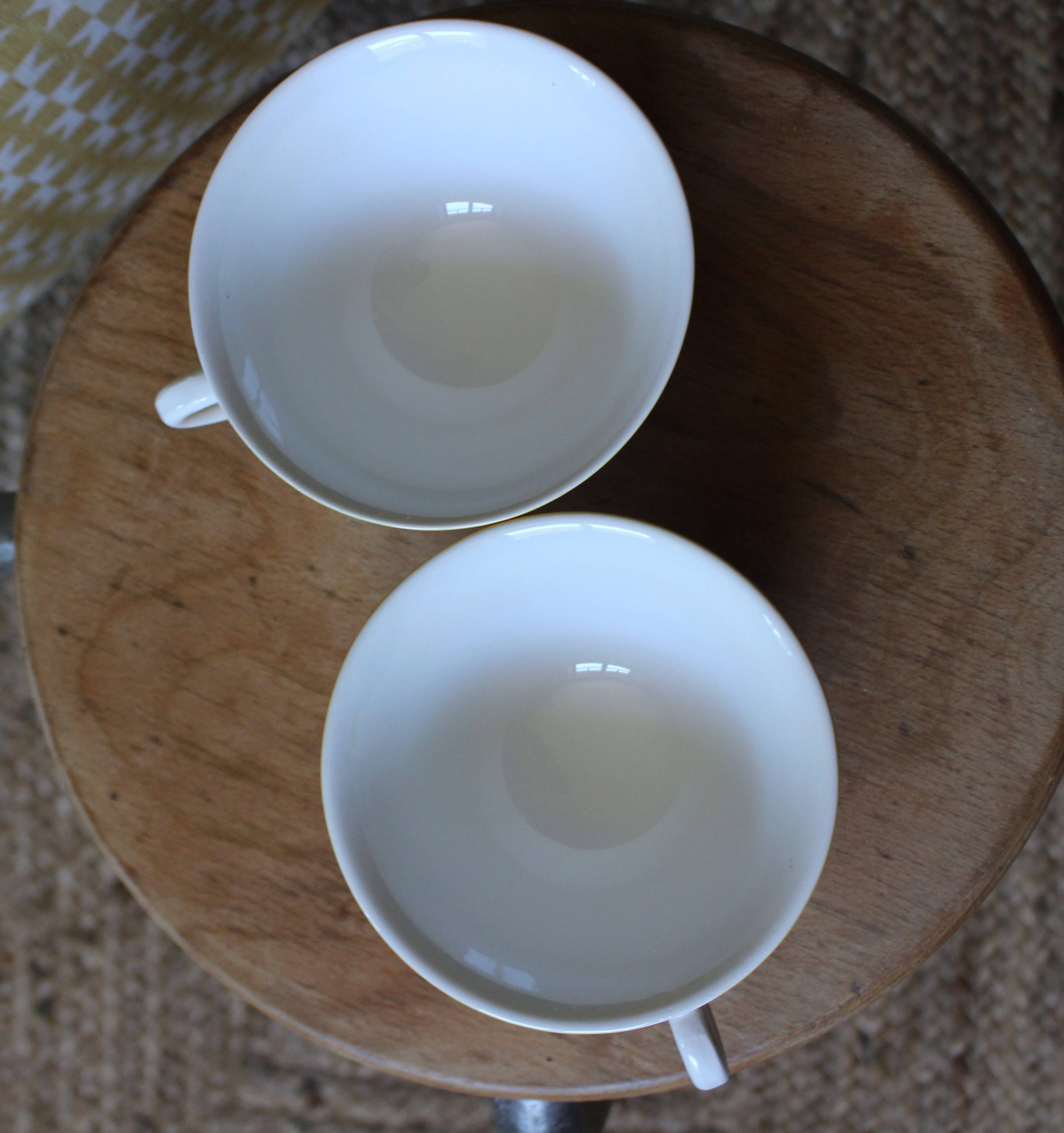 Two Large Yellow Polka Dot Cups Sarreguemines Vintage