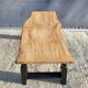 Bicolour coffee table in solid oak with 19th-century legs • Unique piece "Raw"