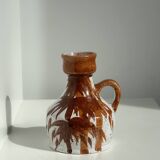 Small white and brown vase or pitcher West Germany H:15cm D:10.5cm
