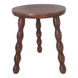 Turned wooden stool / tripod with round seat
