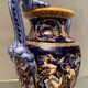 Vase on pedestal with handles in earthenware Gien Italian Renaissance decoration
