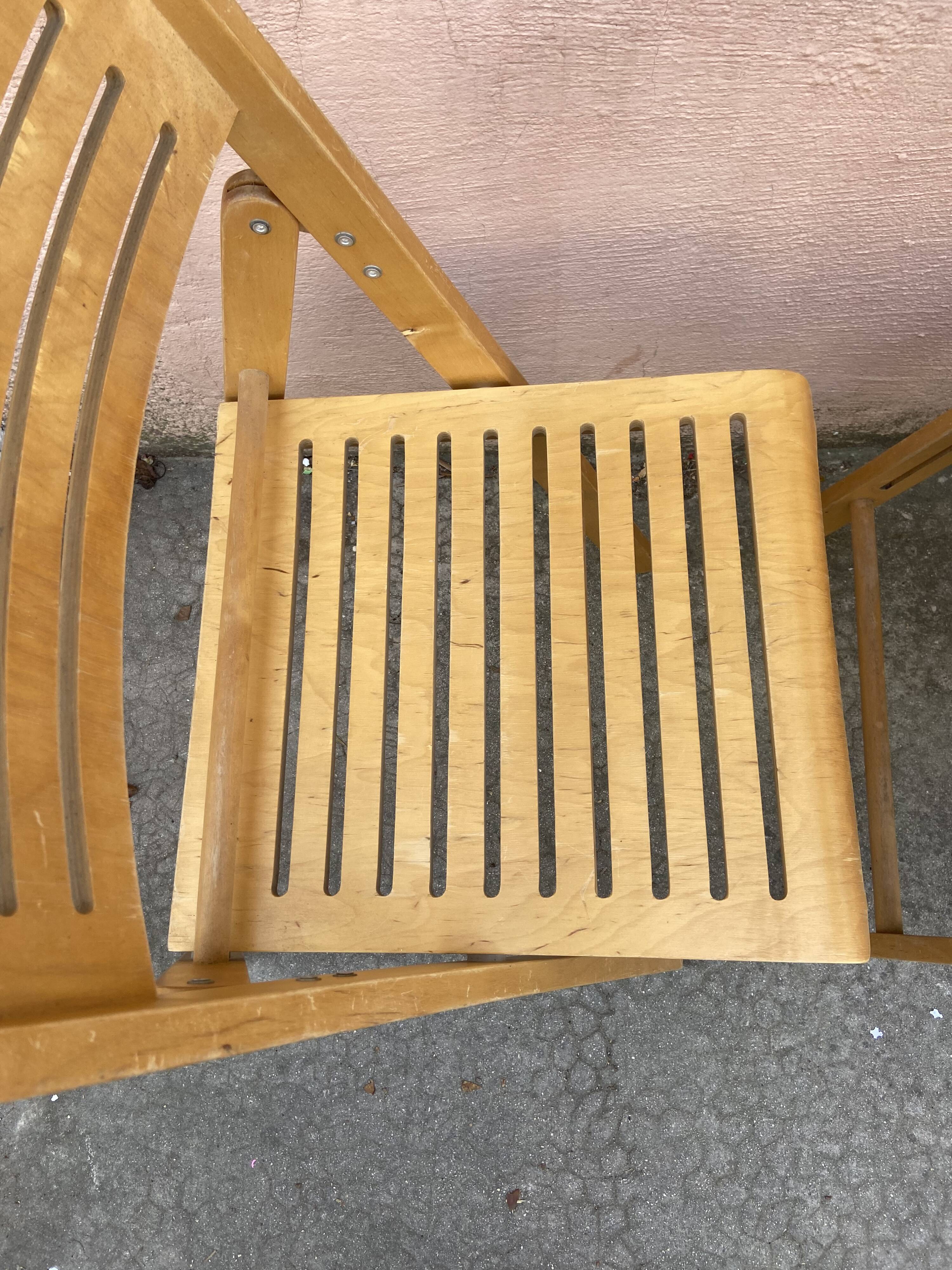 Series of 4 Scandinavian folding chairs 70s