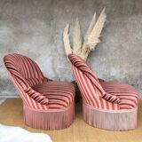 2 pink vintage toad armchairs