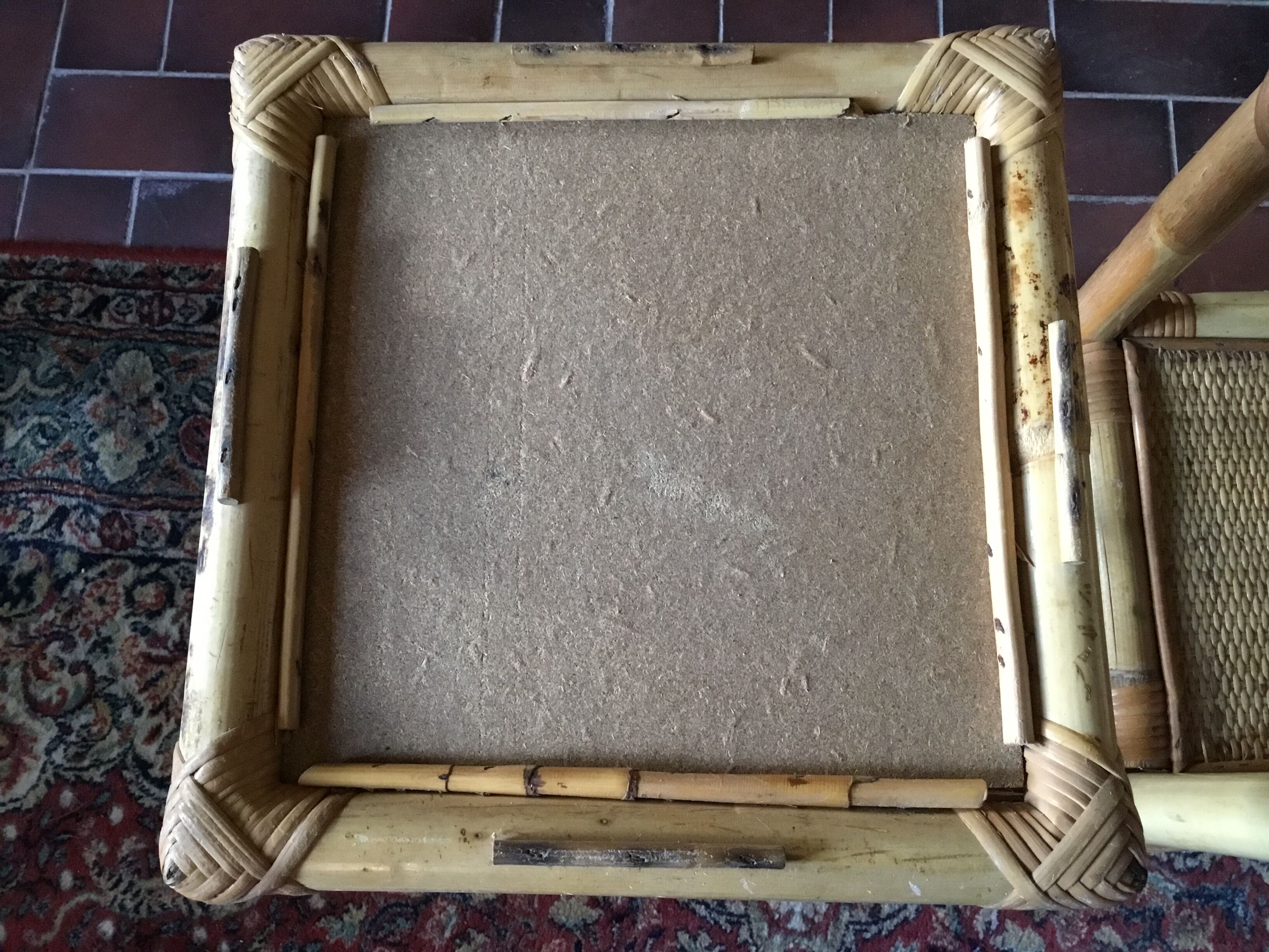 Pair of rattan bedside