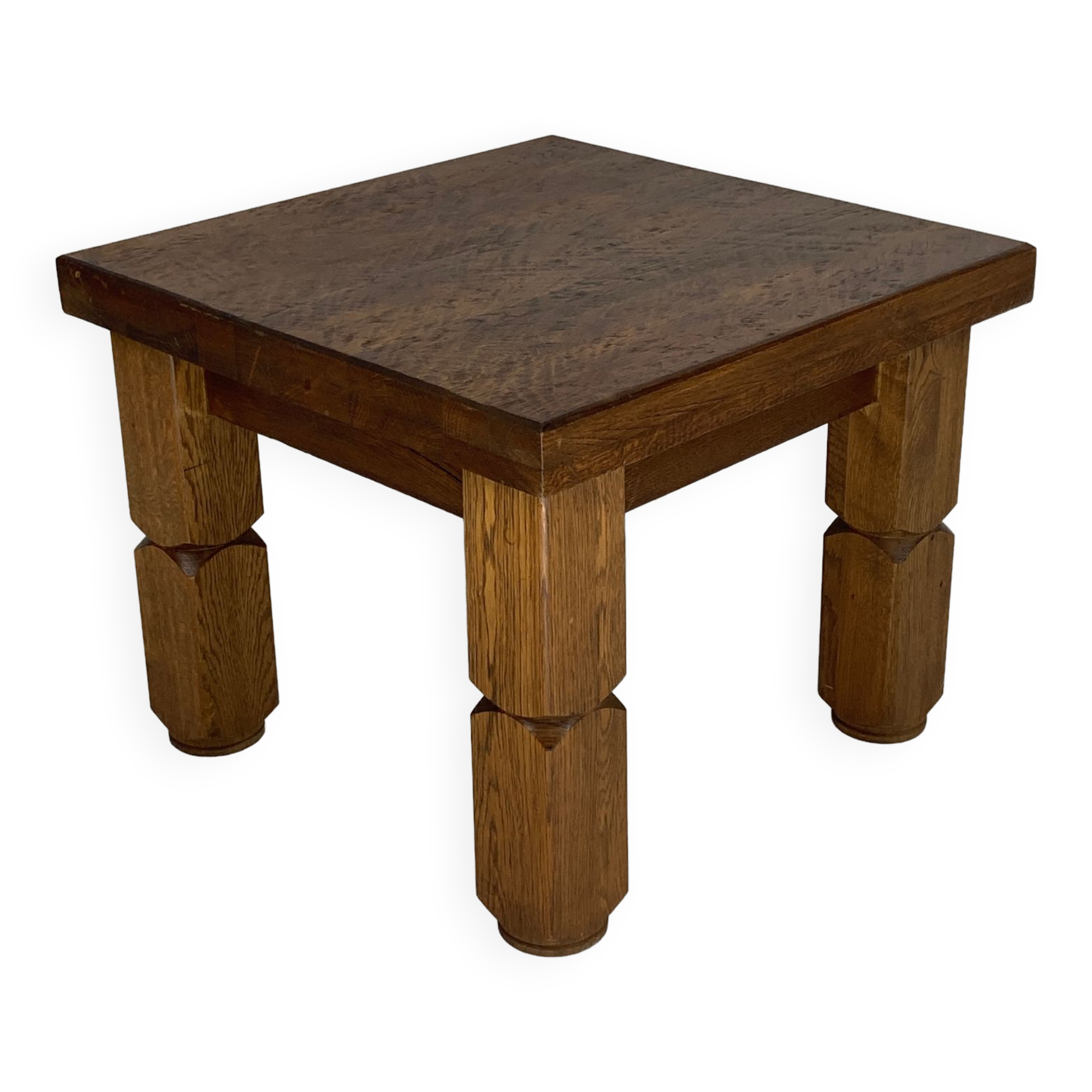 Brutalist square oak side or coffee table, Dutch 1960s