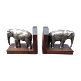 Serre livre éléphant en métal argenté