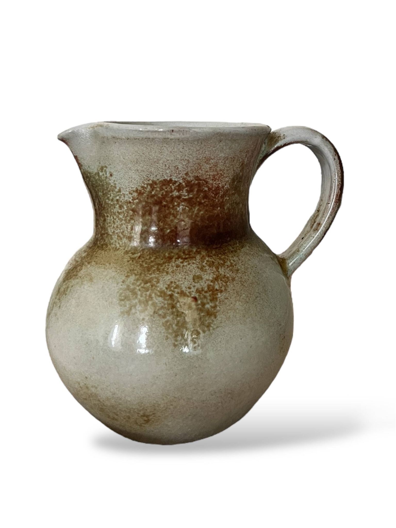 Carafe vintrage à eau / orangeade en céramique émaillée, 1950