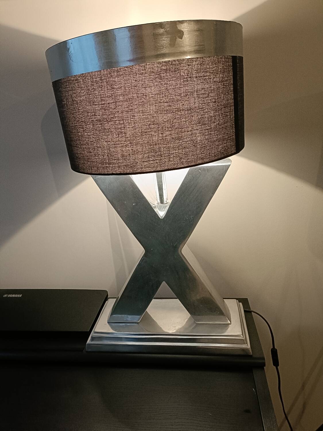 Lamp in X, cross, steel, design