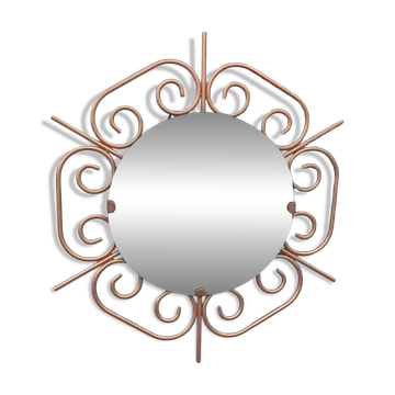 Miroir soleil en métal doré des années 50